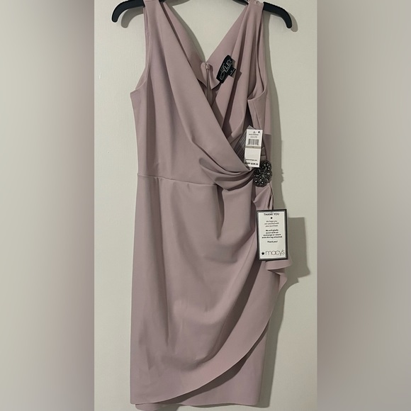 Alex Evenings Women's Slimming Short Ruched Dress with Ruffle, Size 12 - Picture 3 of 9